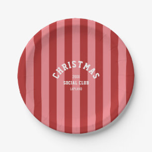 Assiettes En Carton Red Pink Candy Stripe Christmas Social Club