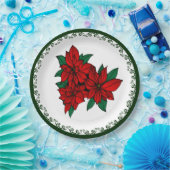 Assiettes En Carton Red Poinsettia Cluster Noël Fête Florale (Fête)