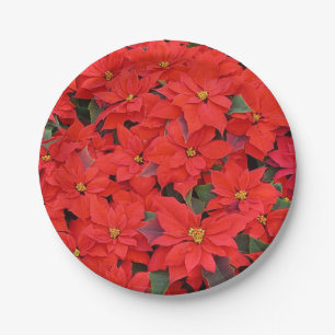 Assiettes En Carton Red Poinsettias I Christmas Holiday Floral Photo