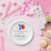 Assiettes En Carton Red Poppy & Blue Cornflower Nom et Mariage Date (Fête)