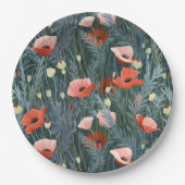 Assiettes En Carton Red Poppy Meadow (Devant)