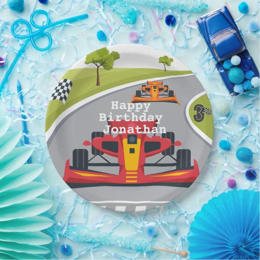 Assiettes En Carton Red Race Car 3e fête d'anniversaire (Fête)