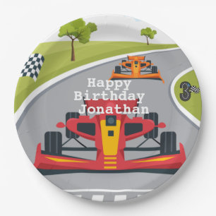 Assiettes En Carton Red Race Car 3e fête d'anniversaire