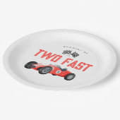 Assiettes En Carton Red Race Car Deux Fast 2e anniversaire fête (Angle)