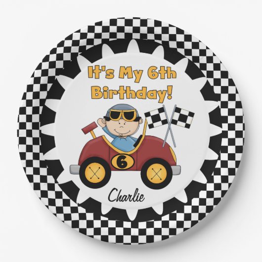 Assiettes En Carton Red Racing Car 6e Anniversaire Plaques Papier (Devant)