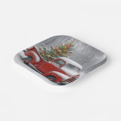 Assiettes En Carton Red Retro Truck With Christmas Tree (Angulaire)