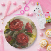 Assiettes En Carton Red Roses  (Fête)