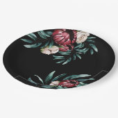 Assiettes En Carton Red Roses Arrière - plan noir élégant Script (Angle)