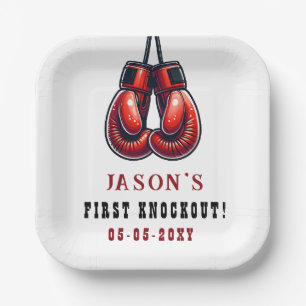 Assiettes En Carton Red Rumble First Knockout Boxing Anniversaire