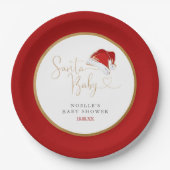 Assiettes En Carton Red Santa Hat Noël Père Noël Baby shower bébé (Devant)