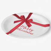 Assiettes En Carton Red Satin Ribbon Bow Fête de Noël (Angle)
