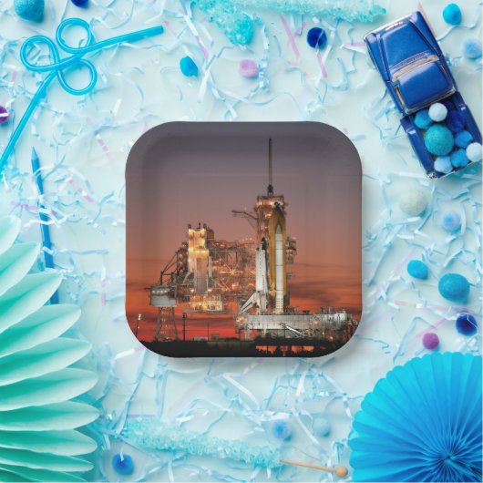 Assiettes En Carton Red Sky for Space Shuttle Atlantis Launch (Fête)