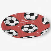 Assiettes En Carton Red Soccer Noël Festive Stried Ball & Snow (Angle)
