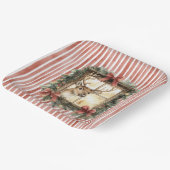 Assiettes En Carton Red Stripes Bows Christmas Deer in Window (Angulaire)