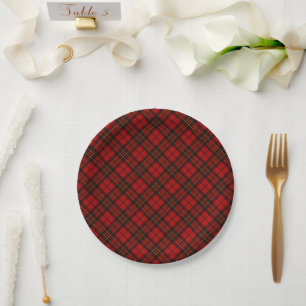 Assiettes En Carton Red tartan plaid hiver Noël motifs vacances