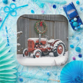 Assiettes En Carton Red Tractor With Christmas Wreath (Fête)