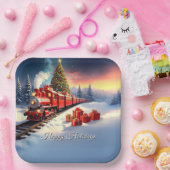 Assiettes En Carton Red Train Christmas Tree Holiday Paper Plate (Fête)