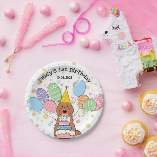 Assiettes En Carton Red Tuxedo Cockapoo Cavapoo Chien Anniversaire (Fête)