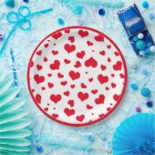 Assiettes En Carton Red Valentine Hearts Random Scattered Motif (Fête)