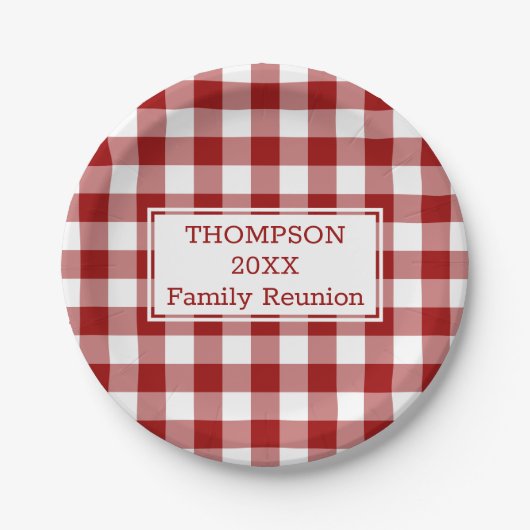 Assiettes En Carton Red White Buffalo Vérifiez votre nom Famille Réuni (Devant)
