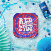 Assiettes En Carton Red White et moi faisons Retro Fête de l'Indépenda (Fête)