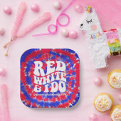 Assiettes En Carton Red White et moi faisons Retro Fête de l'Indépenda (Fête)