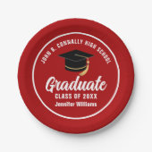Assiettes En Carton Red White Graduate Custom 2025 Graduation Party (Devant)