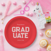 Assiettes En Carton Red & White Graduation Party Customizable (Fête)