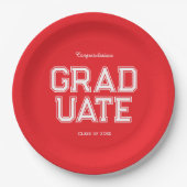 Assiettes En Carton Red & White Graduation Party Customizable (Devant)
