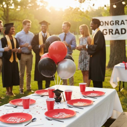 Assiettes En Carton Red & White Graduation Party Customizable