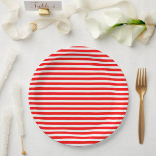 Assiettes En Carton Red White Stripes Anniversaire de enfant du carnav