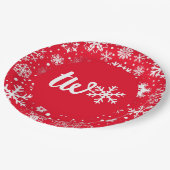 Assiettes En Carton Red Winter Second Anniversaire Flocon de neige Deu (Angle)