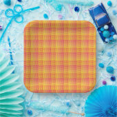 Assiettes En Carton Red Yellow Checker Abstract Pattern (Fête)