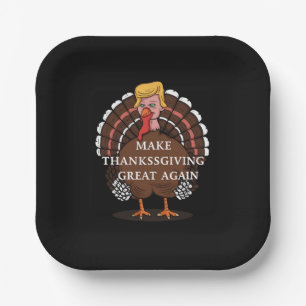 Assiettes En Carton Refaisons Thanksgiving Great Again Trump Dinde 202