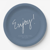 Assiettes En Carton Réflexions Mariage Profitez de Dusty Blue ID774 (Devant)