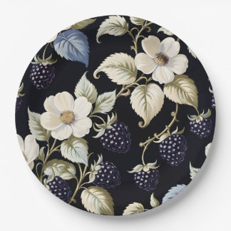 Assiettes En Carton Regal Elegance Blackberry & Blooms