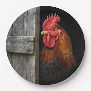 Assiettes En Carton Regal Rooster Jeter Un Coup D'Oeil Autour De La Po