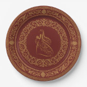 Assiettes En Carton Regal Ruby & Gold Scroll Plate (Devant)