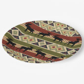 Assiettes En Carton Regard ethnique vert rouge ivoire ocre (Angle)