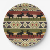 Assiettes En Carton Regard ethnique vert rouge ivoire ocre (Devant)