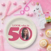 Assiettes En Carton Regardez la plaque en papier rose crème pour 50e a (Fête)