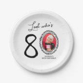 Assiettes En Carton Regardez qui est 80e photo anniversaire (Devant)