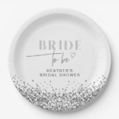 Assiettes En Carton REGINA Silver Sequins Mariée pour être Douche (Devant)