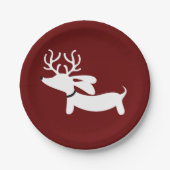 Assiettes En Carton Reindeer Dachshund Christmas Doxie Plaque papier (Devant)