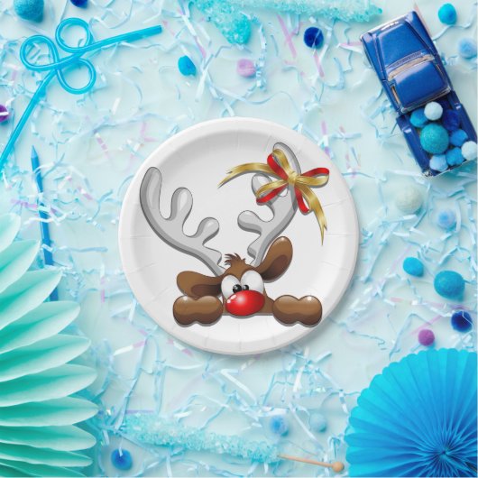 Assiettes En Carton Reindeer Puzzled drôle Caractère de Noël (Fête)
