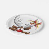 Assiettes En Carton Reindeer Puzzled drôle Caractère de Noël (Angle)