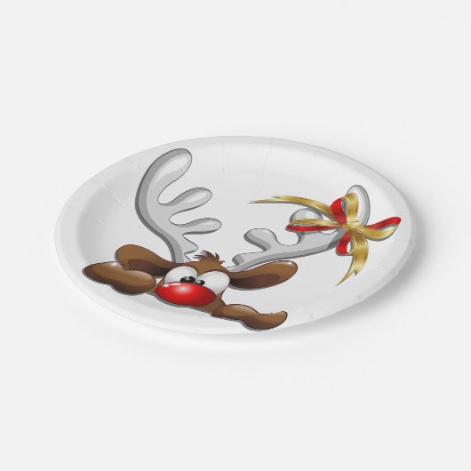 Assiettes En Carton Reindeer Puzzled drôle Caractère de Noël (Angle)