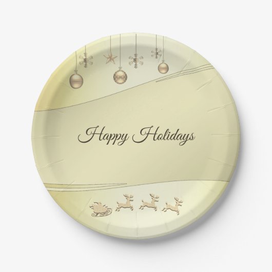 Assiettes En Carton Reindeer Sleigh Christmas Ball Plaque en papier de (Devant)