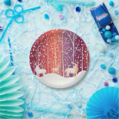 Assiettes En Carton Reindeer Snowy Plaque en papier de vacances (Fête)