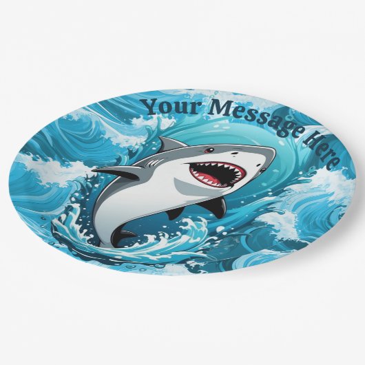 Assiettes En Carton Rejoignez-nous pour un requin mordant (Angle)